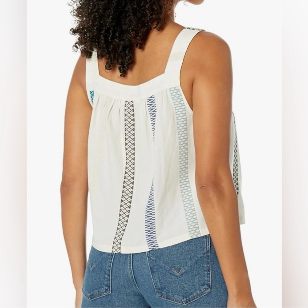 Splendid Collection Cream and Blue Elian Square Neck Tank Size Small - Picture 2 of 12